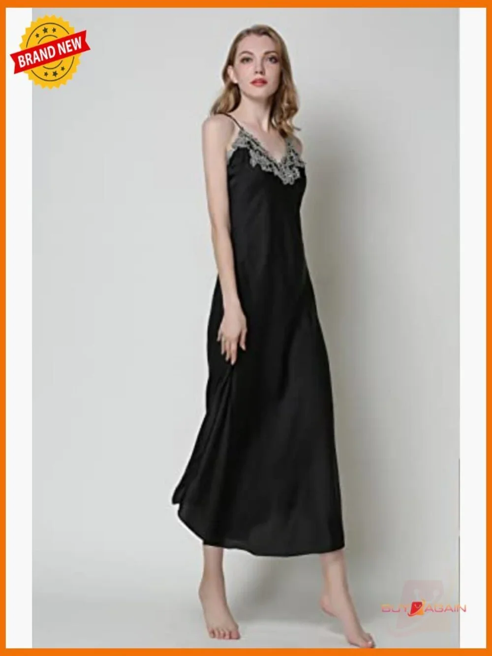 Women's 2 Piece Satin Nightgown and Robe Set Lace Sleepwear